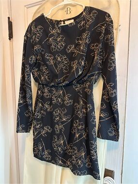 Navy Floral Long-Sleeve Dress